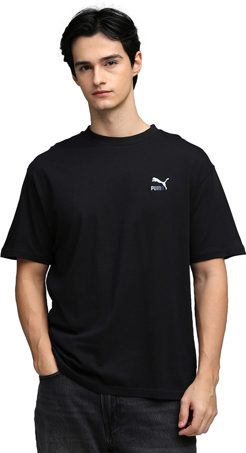 Image of PUMA Solid Men Crew Neck Black T-Shirt