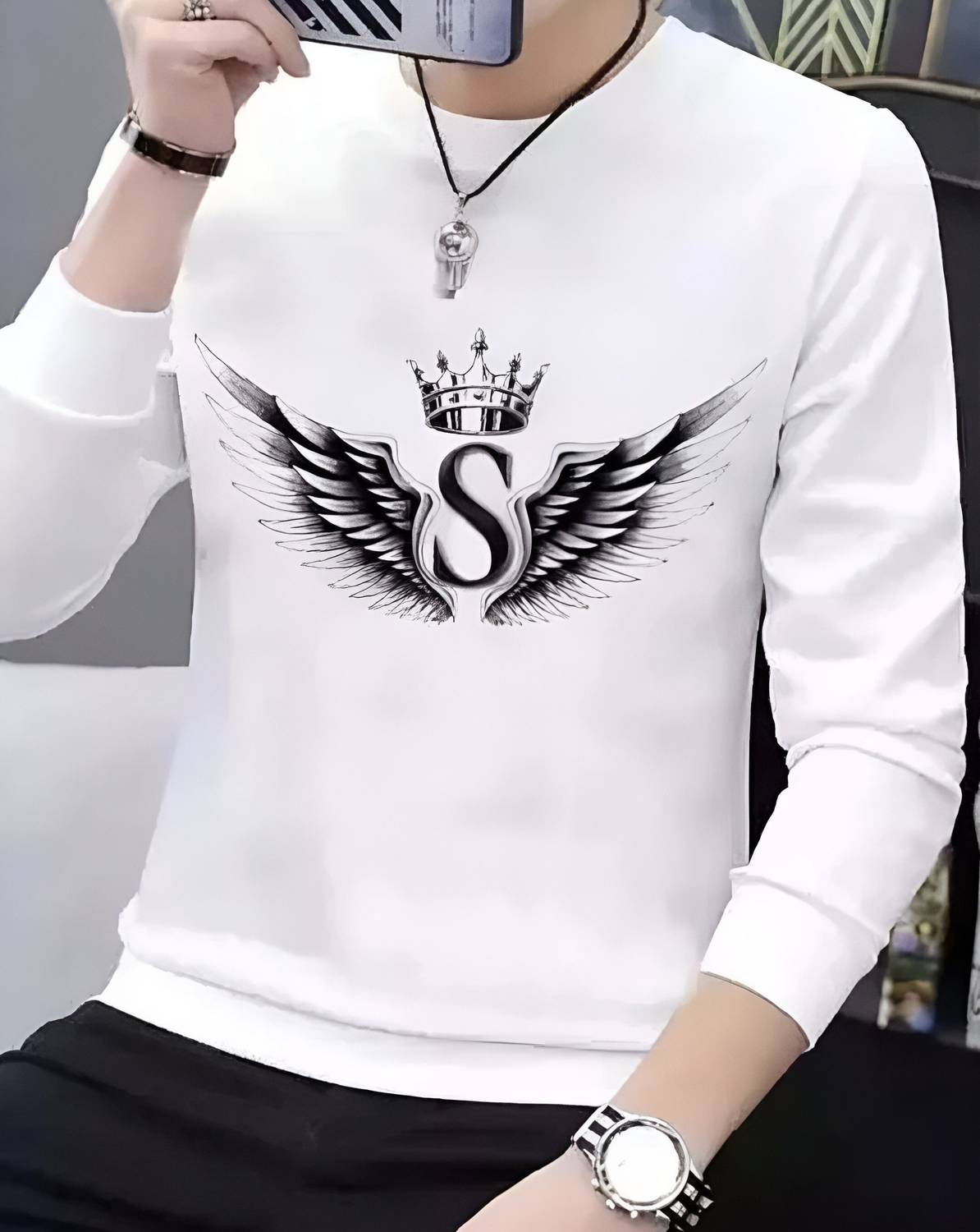 baquax Men Printed Round Neck Polyester White T-Shirt