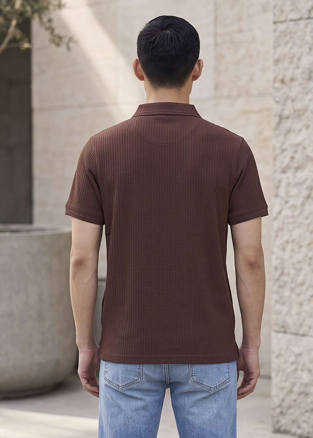 Image of KILLER Self Design Men Polo Neck Brown T-Shirt
