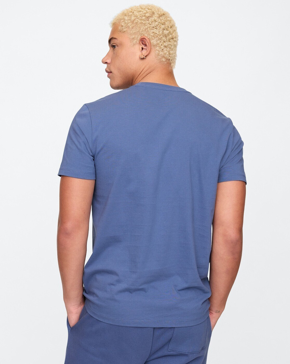 Image of GAP Graphic Print Men Crew Neck Blue T-Shirt