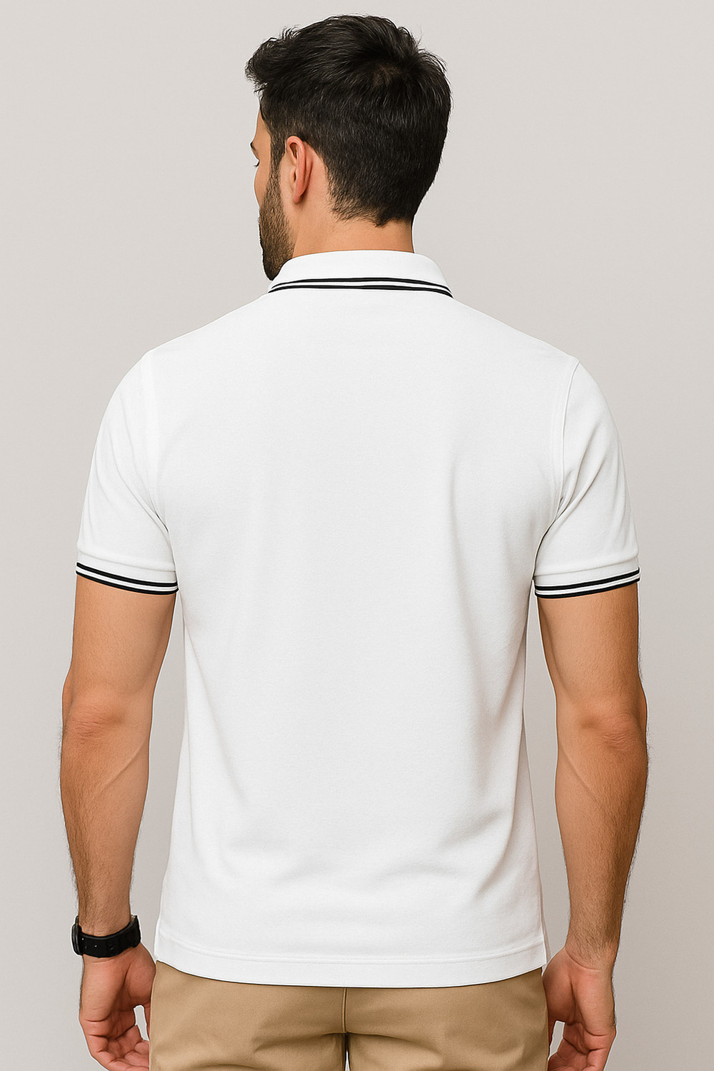 Image of SCATCHITE Solid Men Polo Neck White T-Shirt