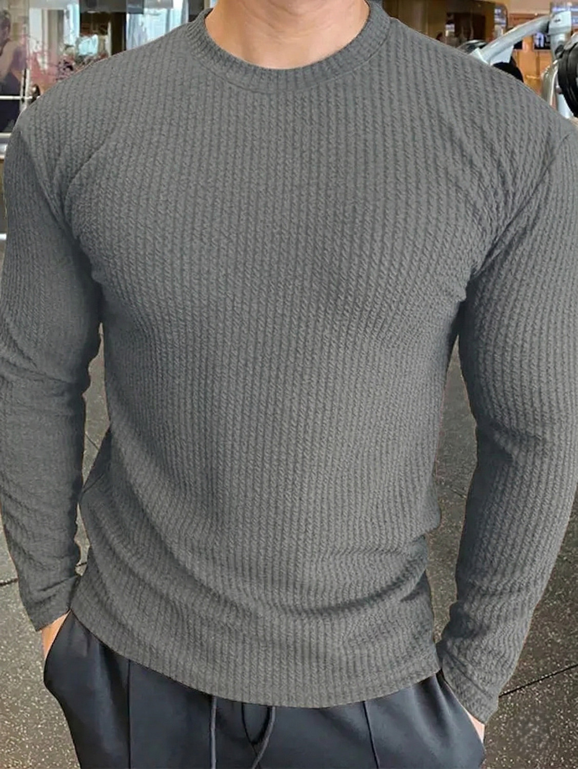 Image of ASAYATI Self Design Men Round Neck Grey, Light Blue T-Shirt