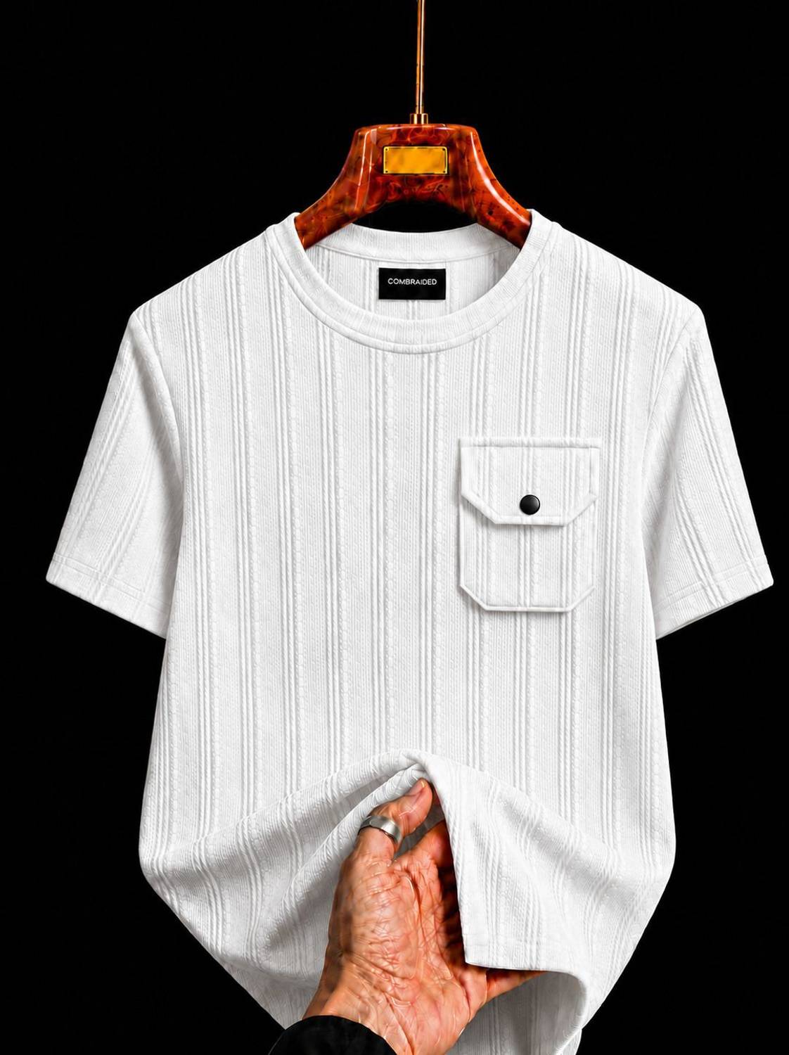 COMBRAIDED Men White Round Neck T-Shirt - Image 1