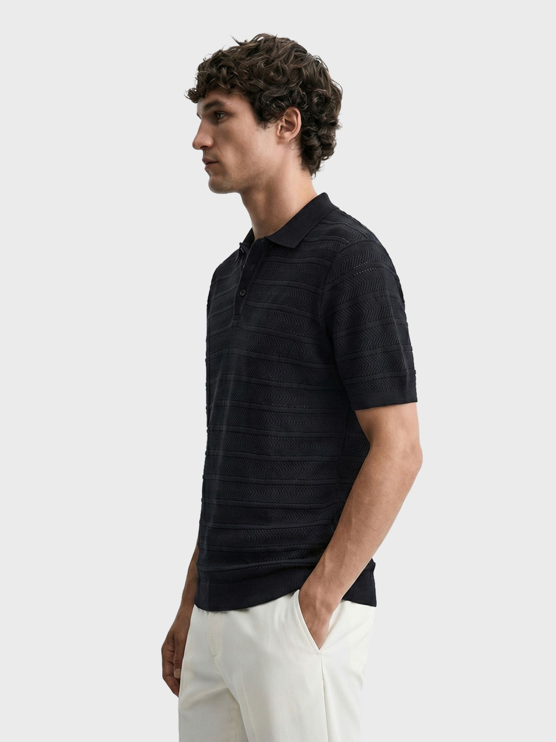 Image of The Indian Garage Co. Solid Men Polo Neck Black T-Shirt