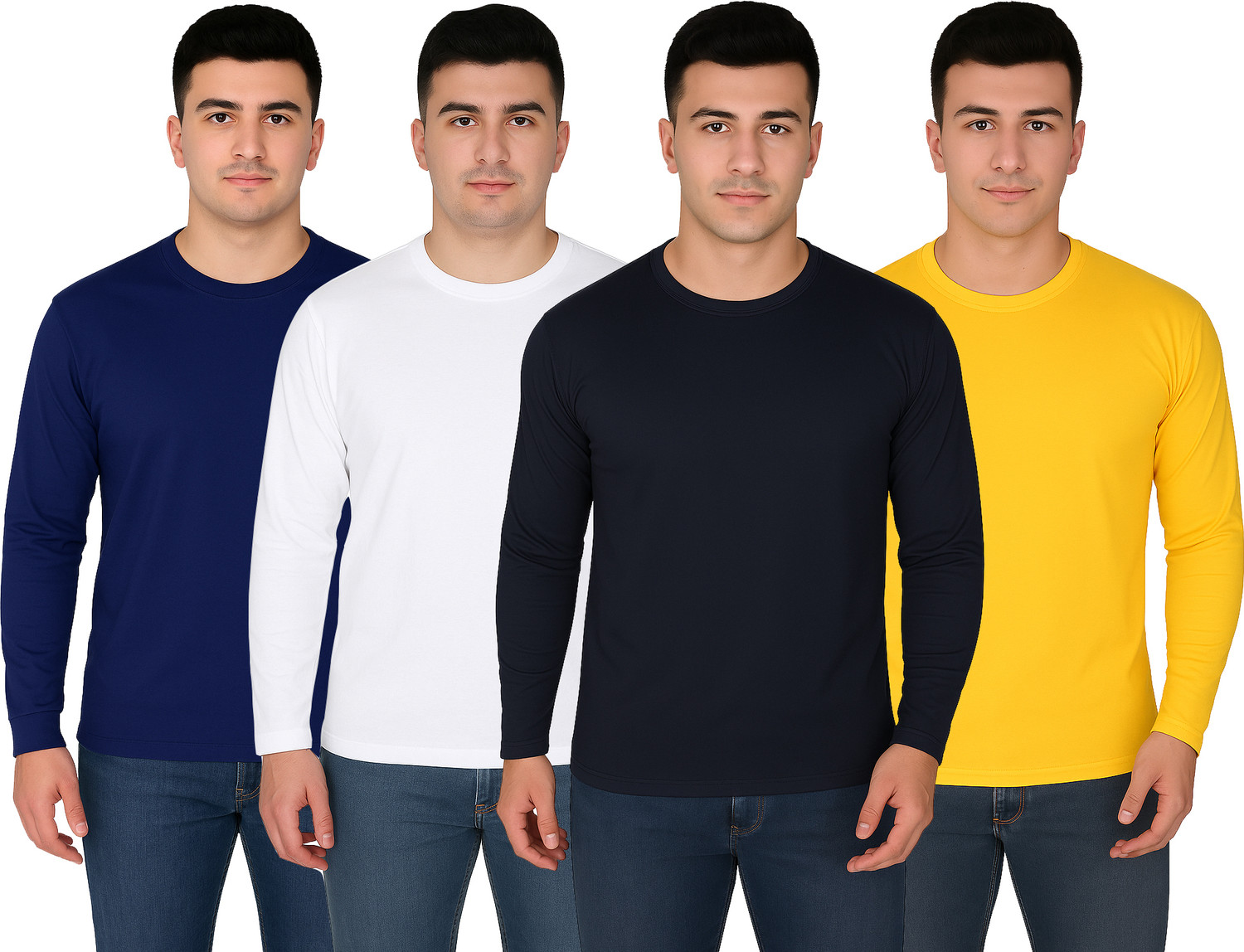 Image of SM SHAYAM CREATION Solid Men Round Neck Multicolor T-Shirt