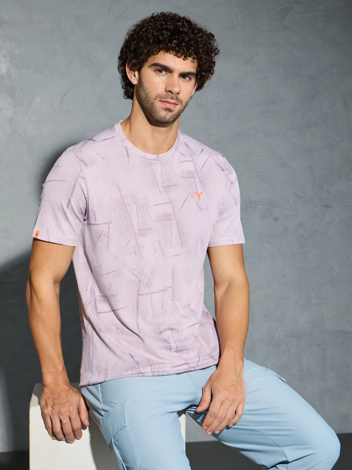 Image of TECHNOSPORT Printed Men Crew Neck Purple T-Shirt