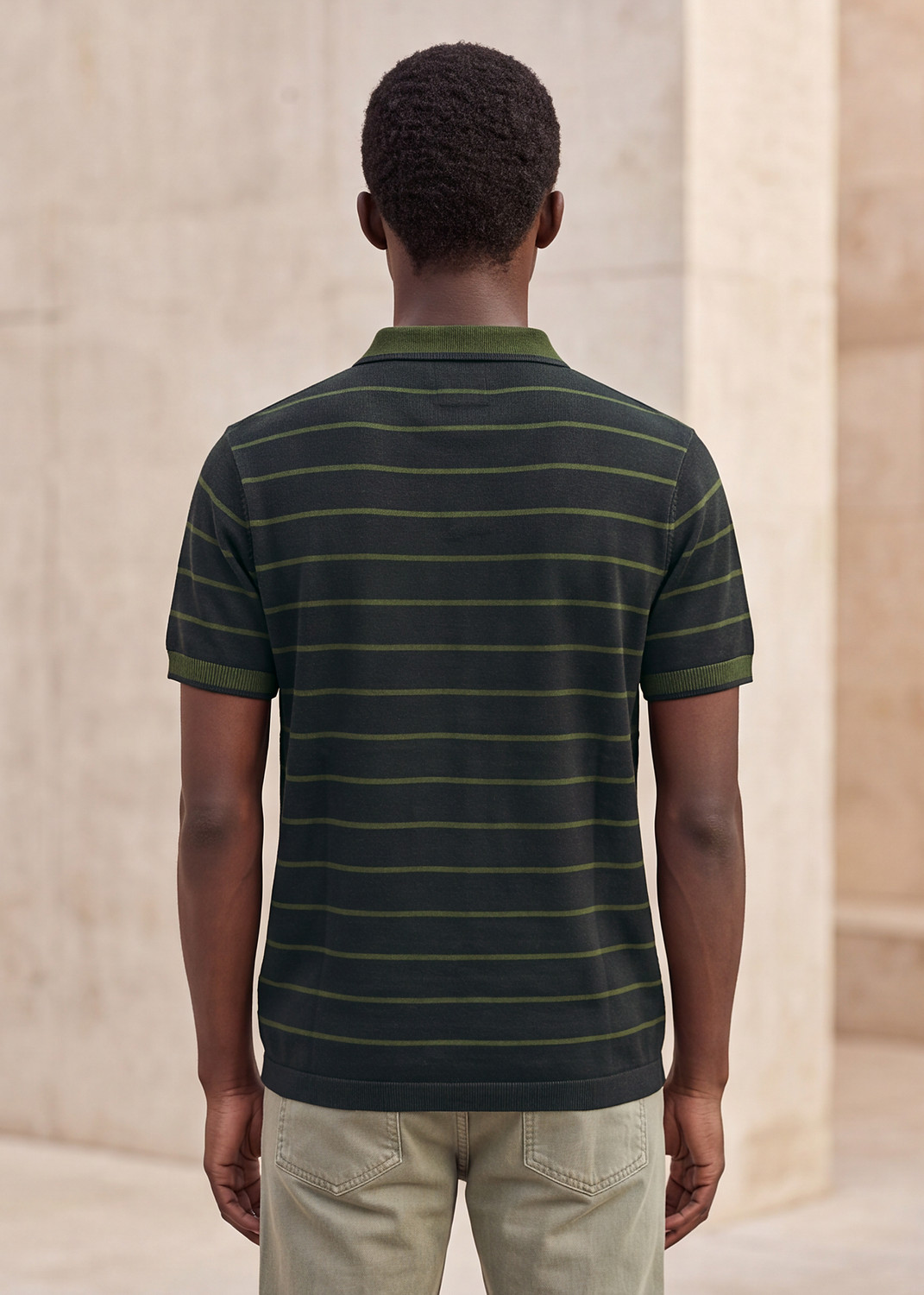 Image of KILLER Striped Men Polo Neck Green T-Shirt