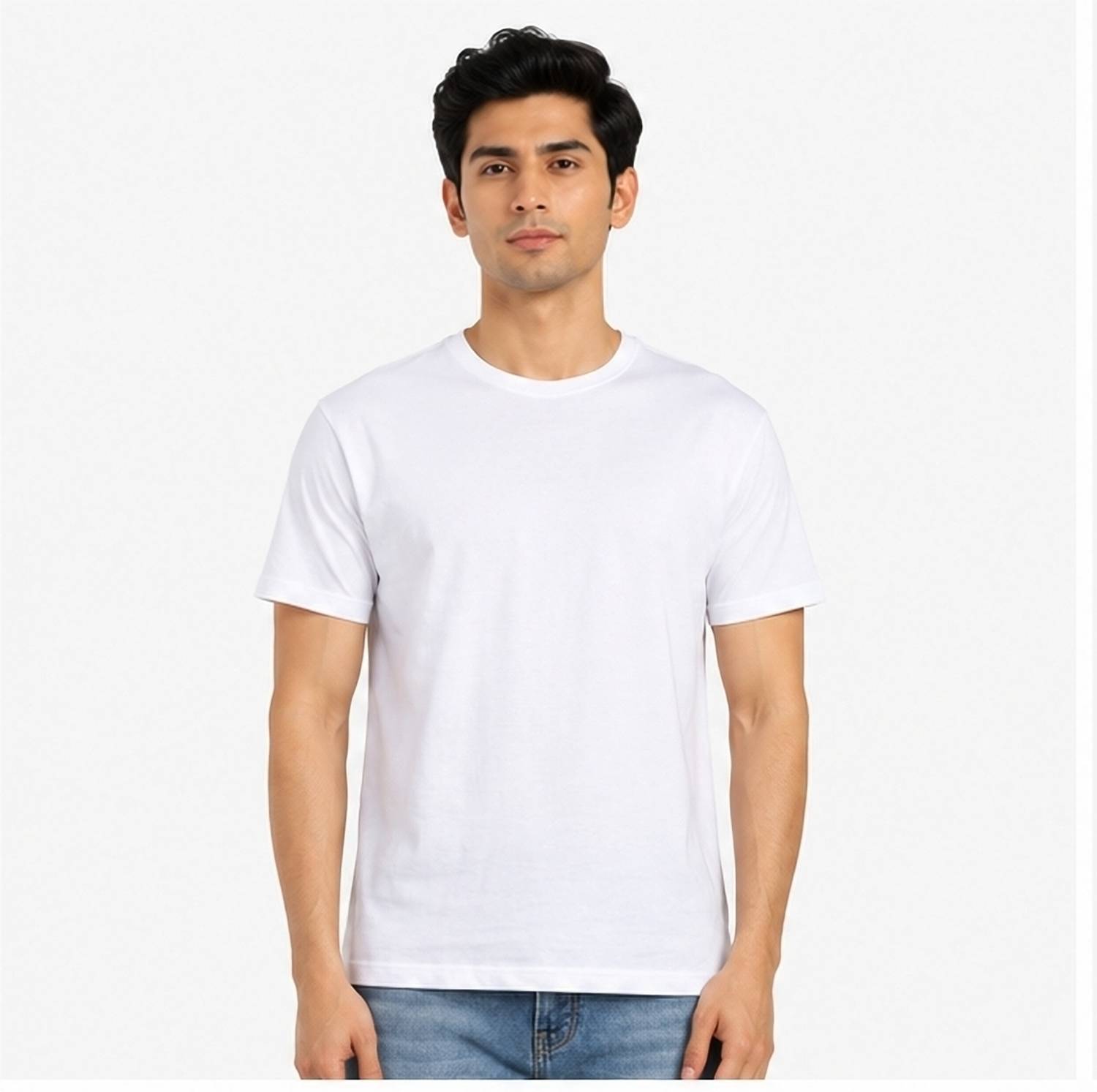 Sachin Fashion Men Solid Round Neck Organic Cotton White T-Shirt