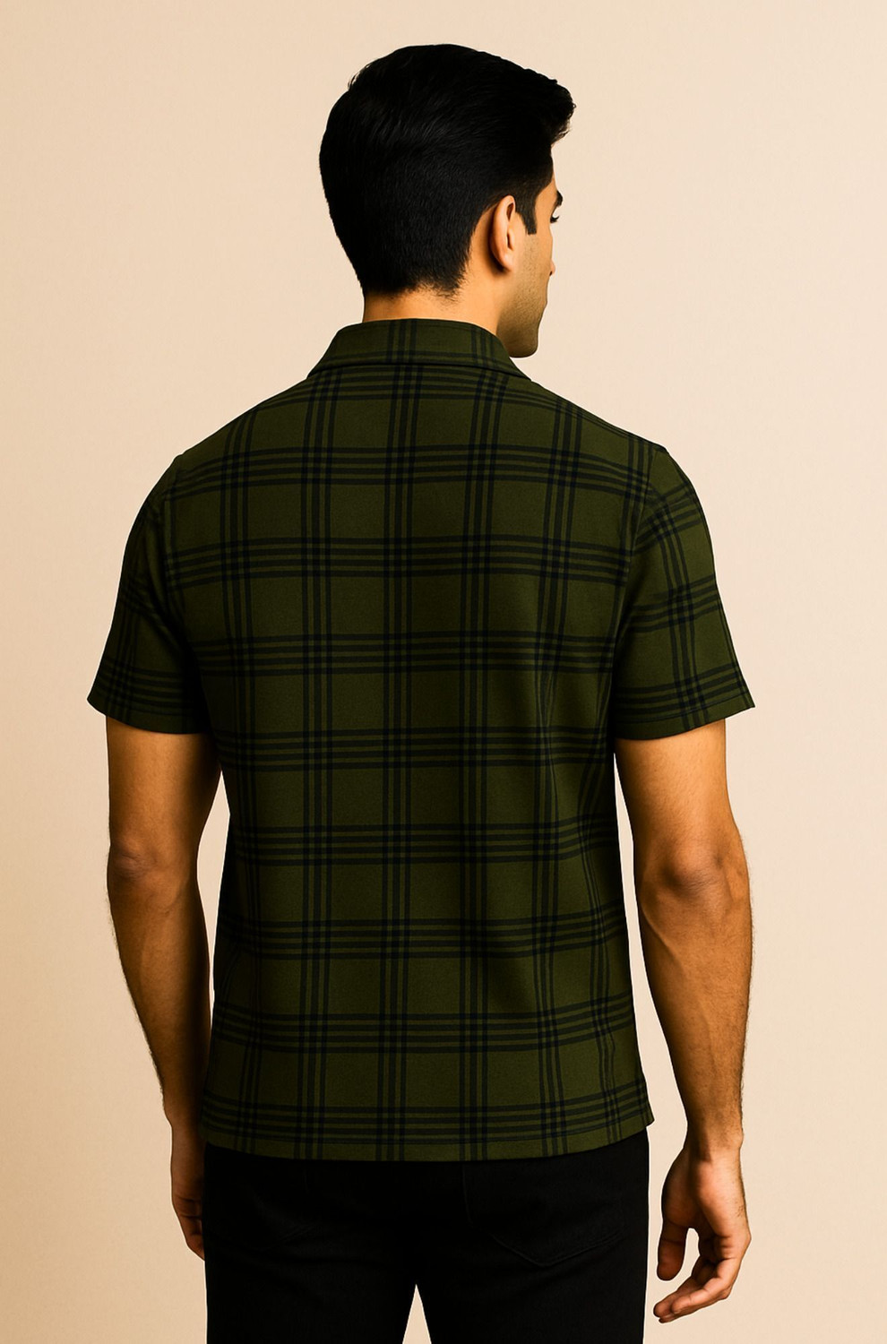 Image of Try This Colorblock Men Polo Neck Green, Black T-Shirt