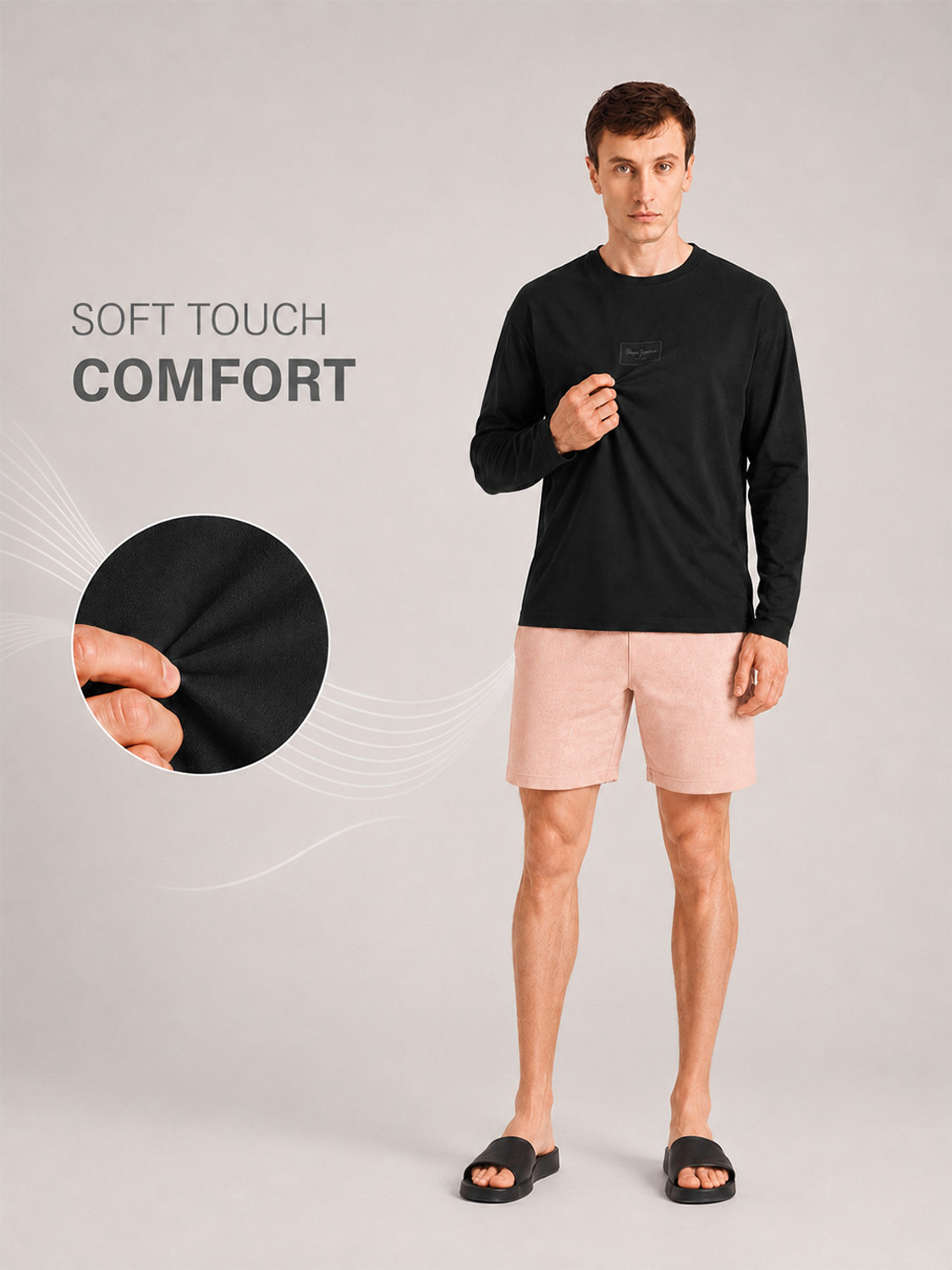 Image of Pepe Jeans Solid Men Round Neck Black T-Shirt