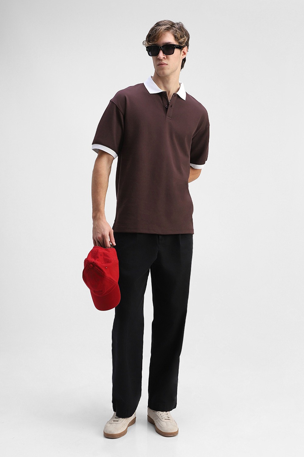 Image of Snitch Solid Men Polo Neck Brown T-Shirt