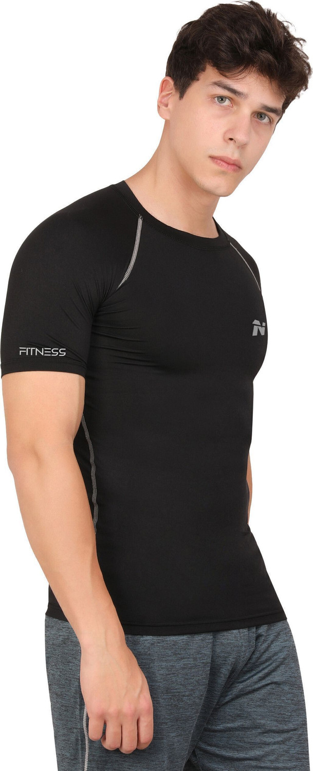 Image of NINQ Solid Men Round Neck Black T-Shirt