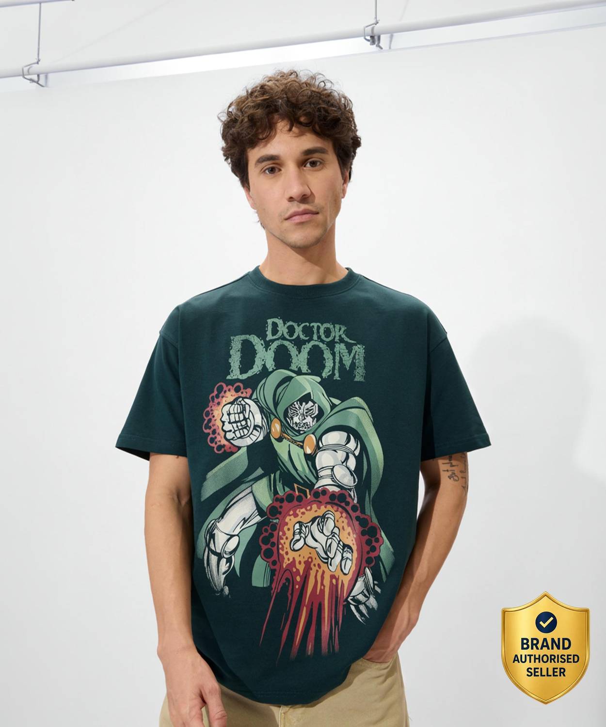 The Souled Store Men Dark Green Cartoon T-Shirt