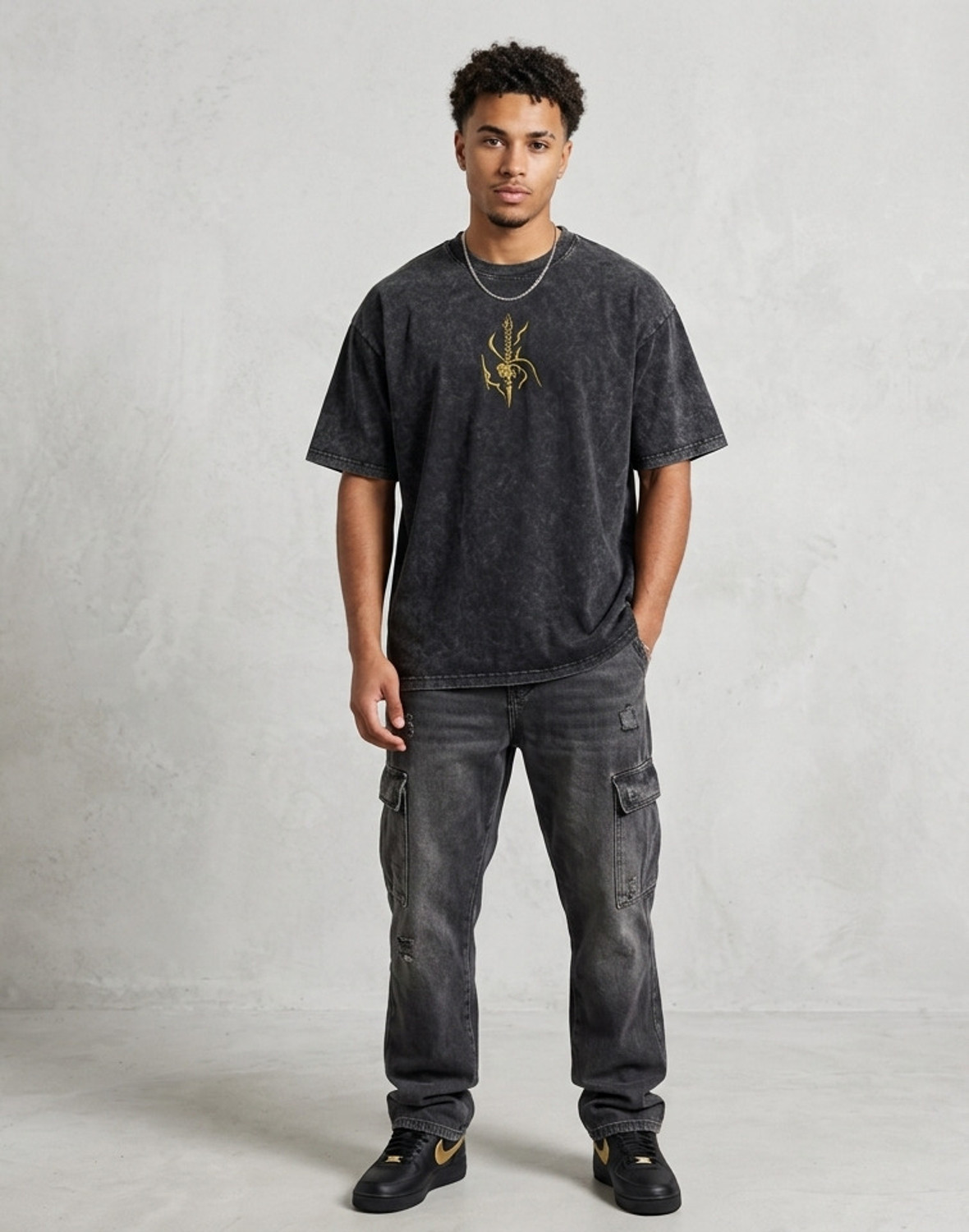 Image of CULTREX Graphic Print Men Round Neck Black T-Shirt