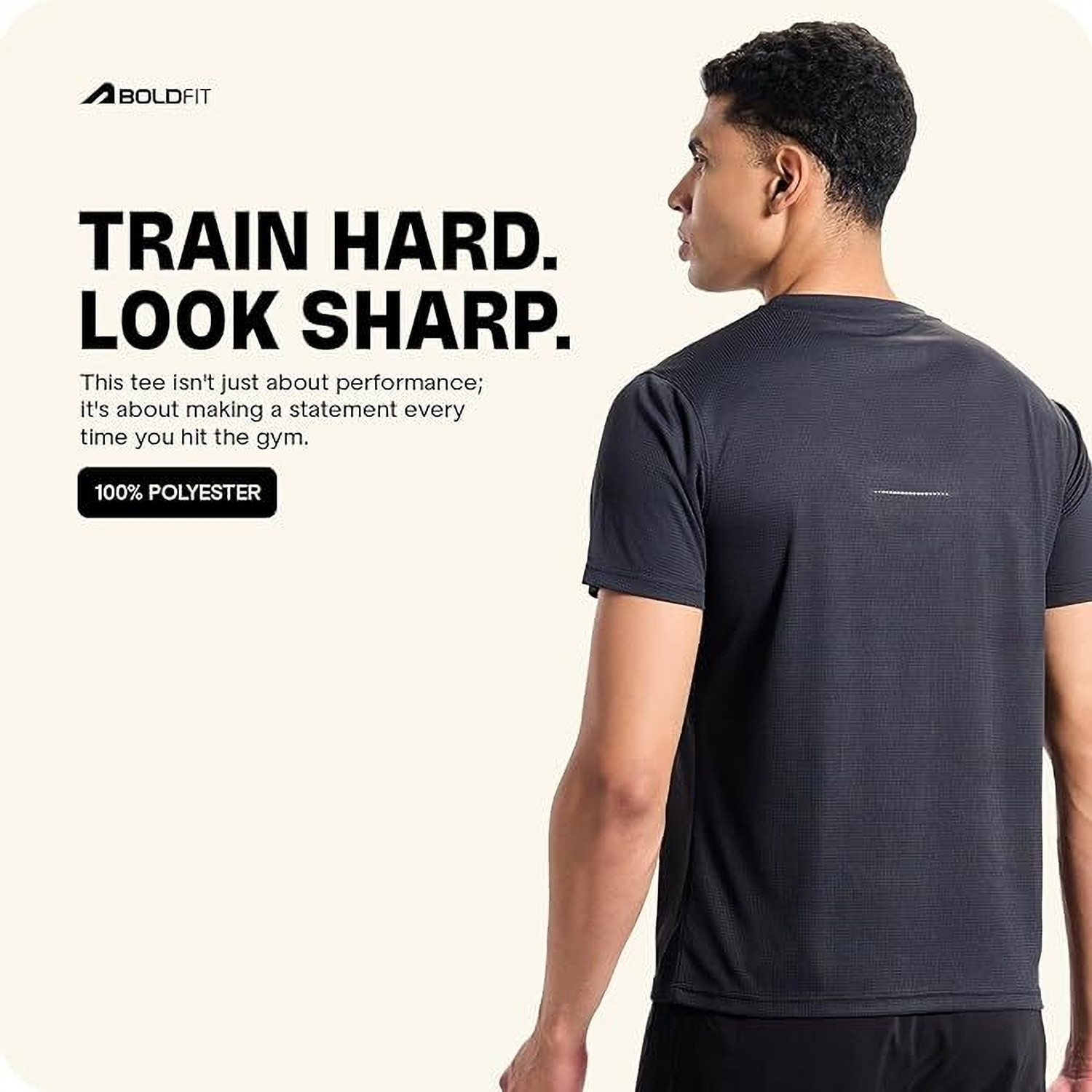 Image of Boldfit Athleisure Solid Men Round Neck Black T-Shirt