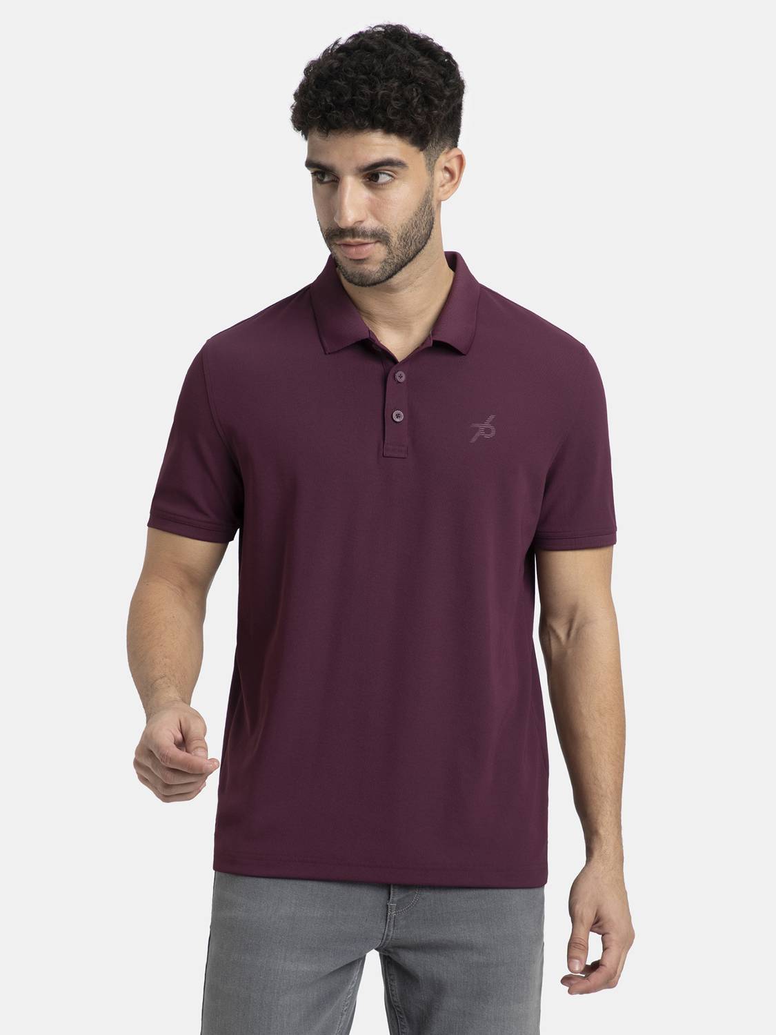Jockey Men's Polo Neck Solid Brown T-Shirt - Image 1