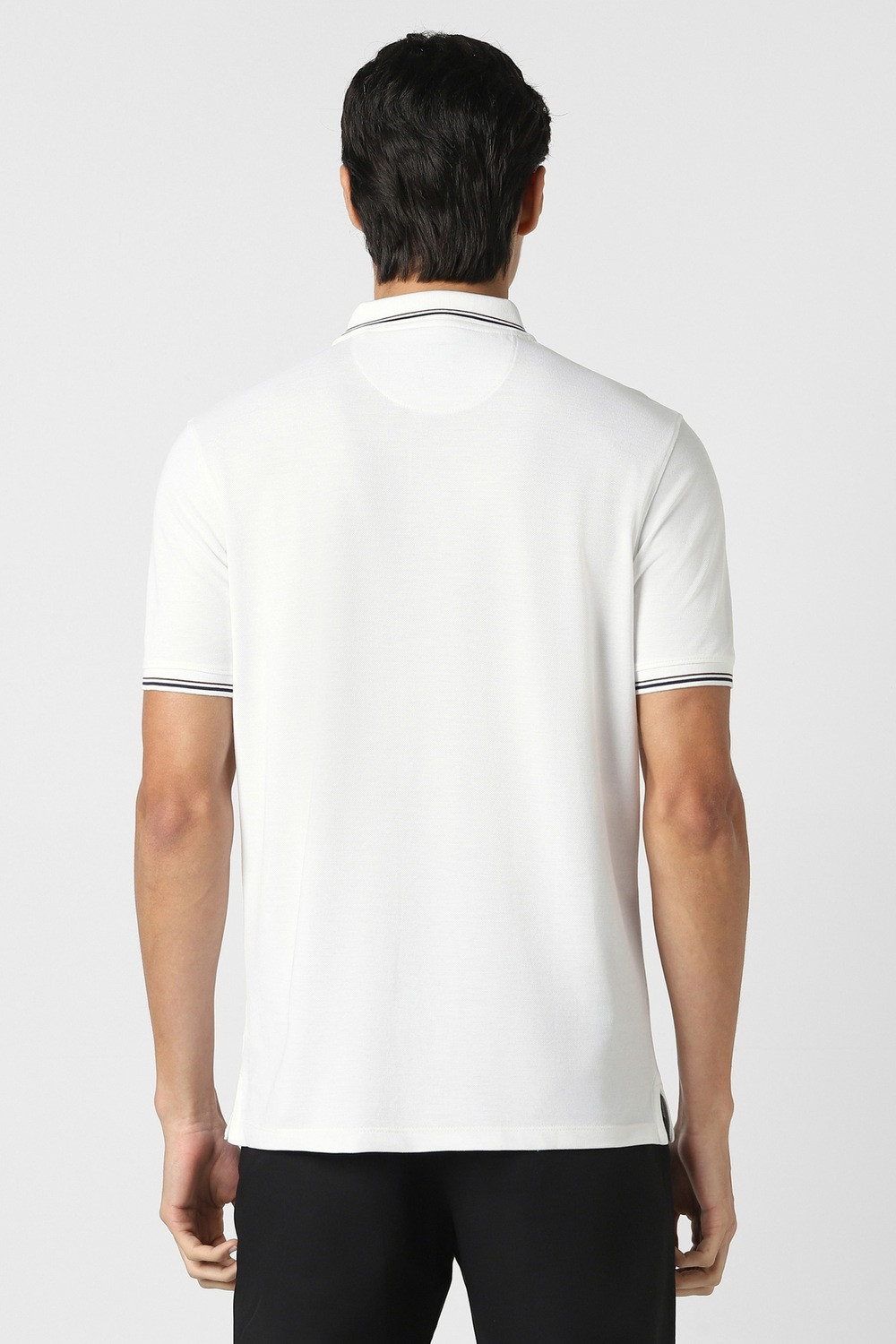 Image of PETER ENGLAND Solid Men Polo Neck White T-Shirt