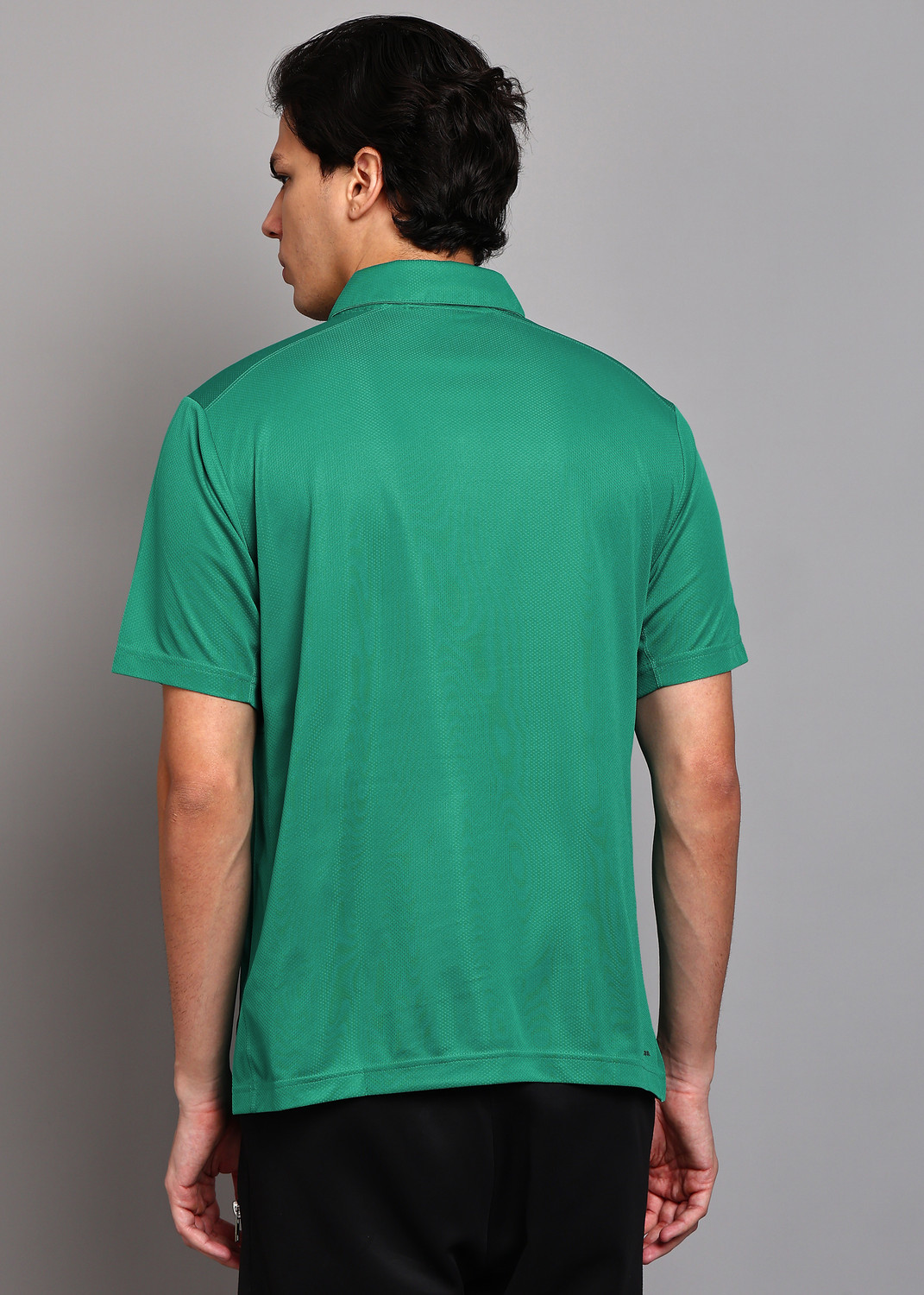 Image of ADIDAS Men Solid Polo Neck Polyester Green T-Shirt