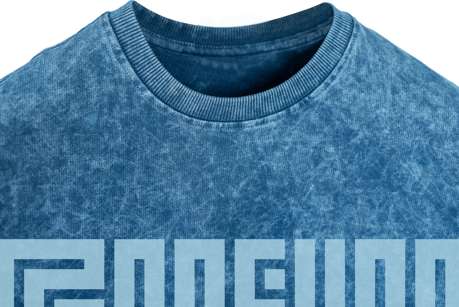 Image of poppshop Printed, Washed Men Round Neck Blue T-Shirt