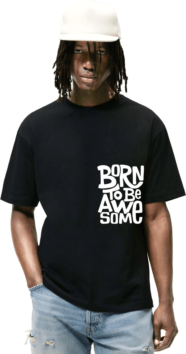 Image of London Hills Printed Men Round Neck Black T-Shirt