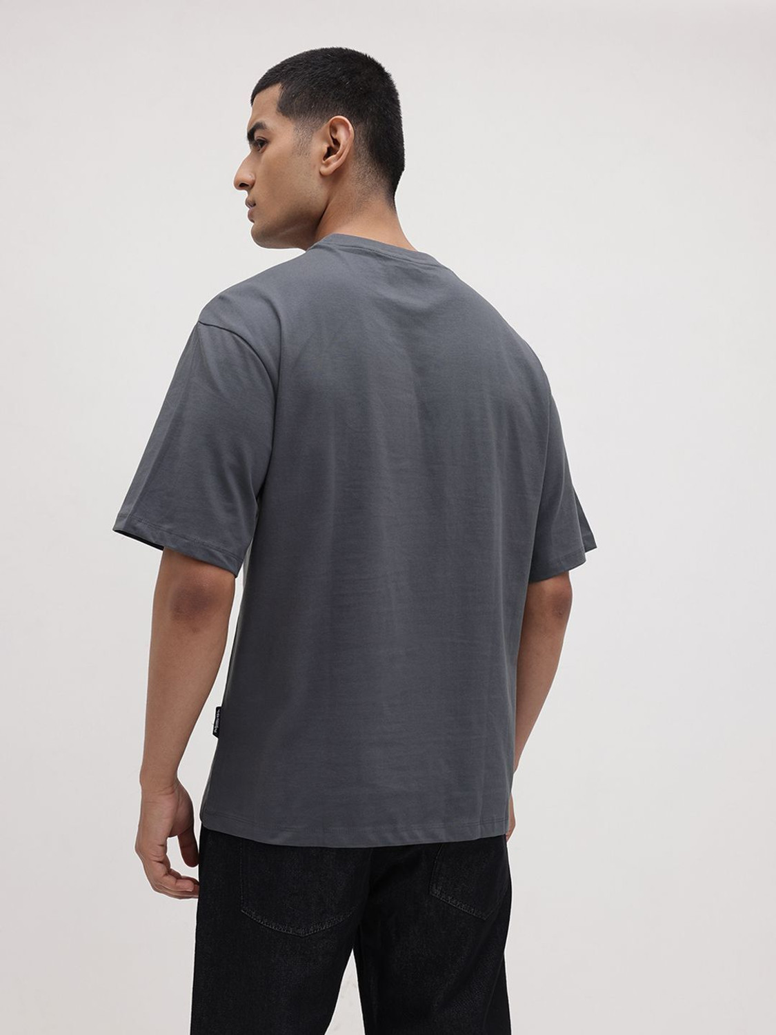 Image of Roadster Printed Men Round Neck Black T-Shirt