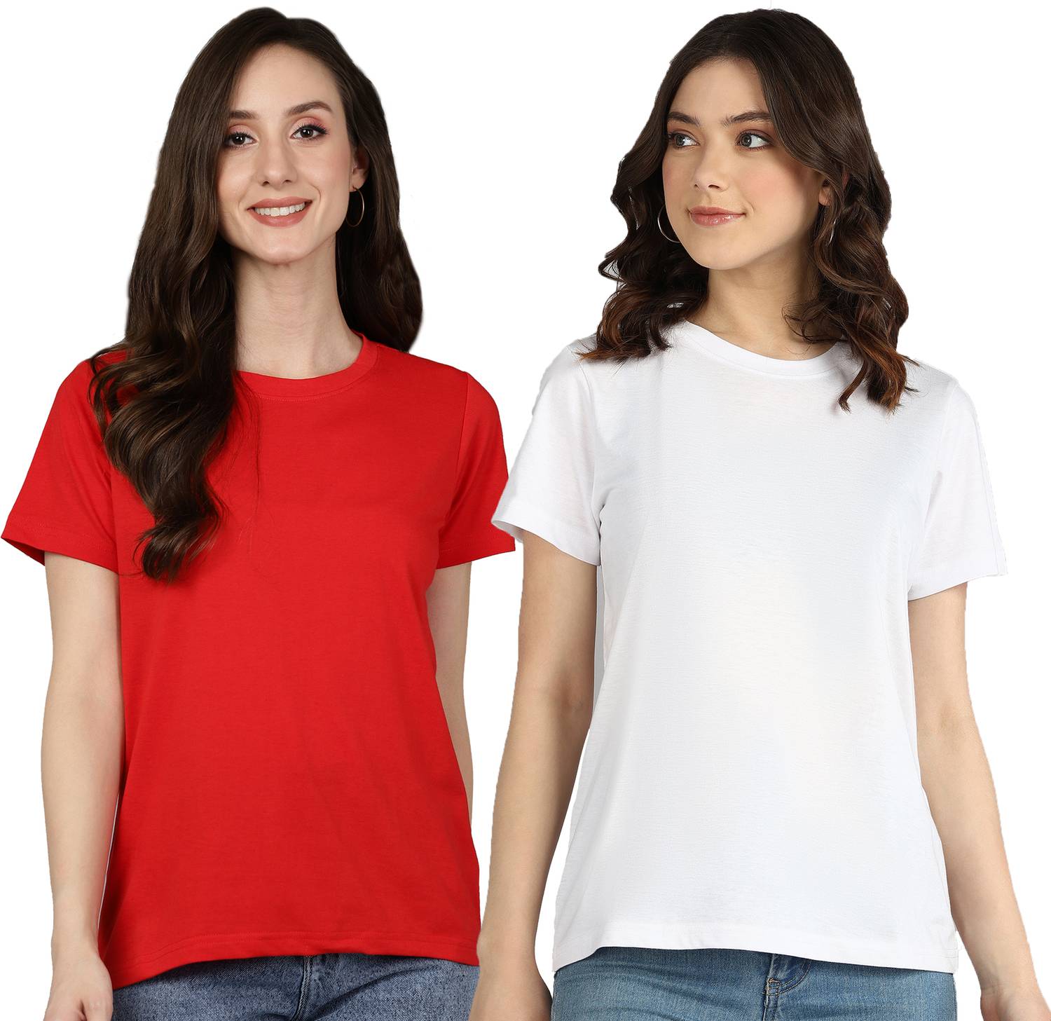 Adyavastram Solid Women Round Neck Red T-Shirt