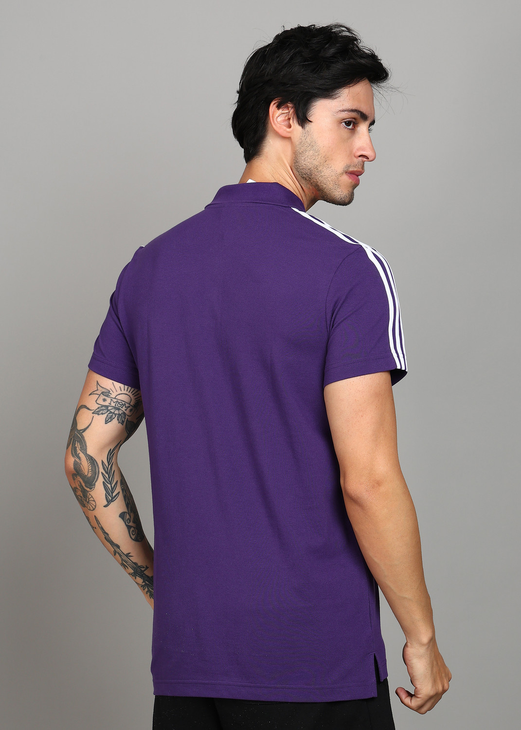 Image of ADIDAS Solid Men Polo Neck Purple T-Shirt