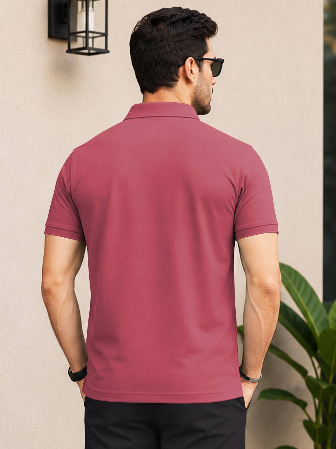 VeBNoR Men Pink Polo Neck T-Shirt - Image 2