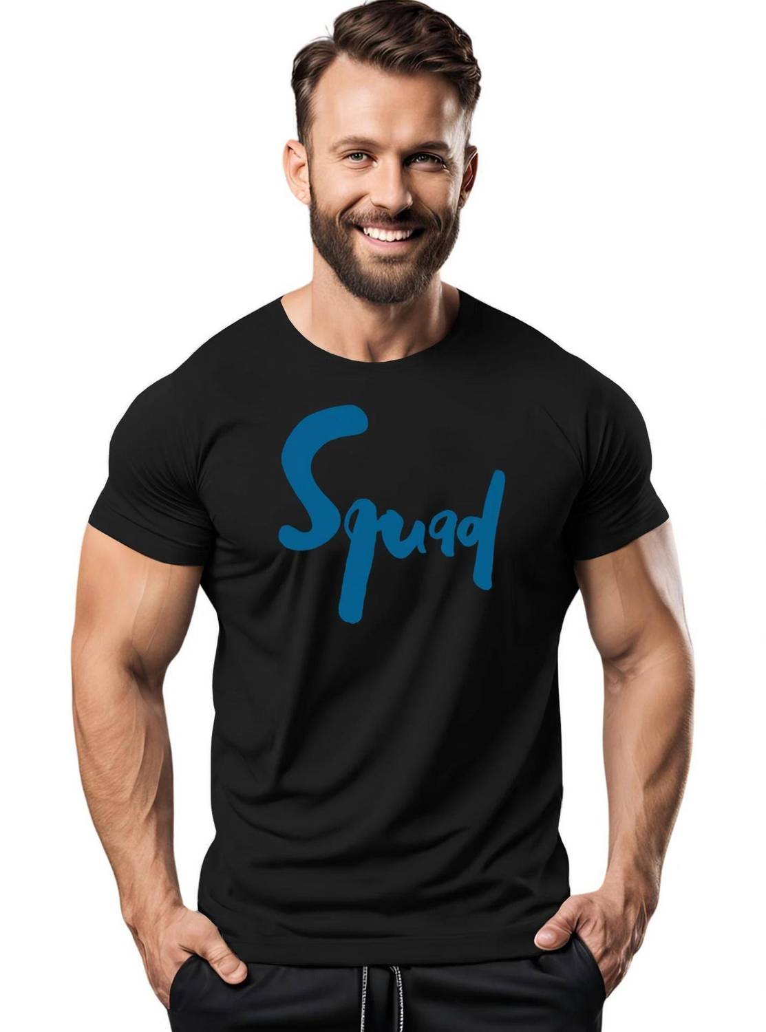 3colors Printed Men Round Neck Black T-Shirt