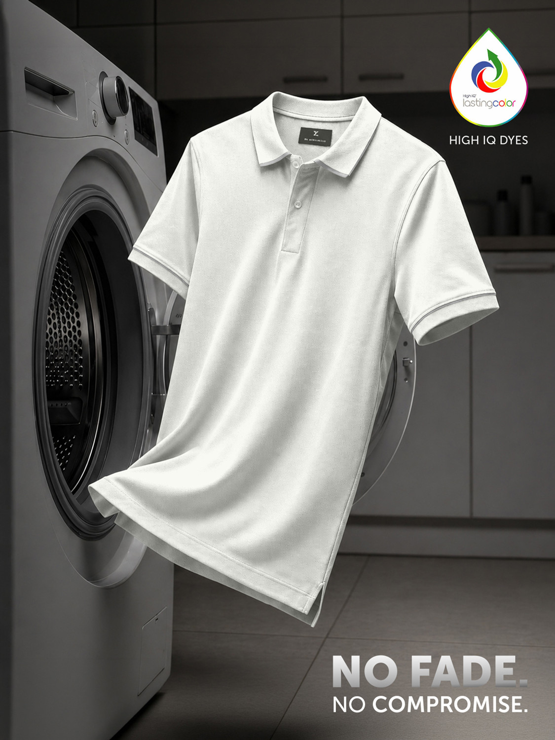 Image of XYXX Solid Men Polo Neck White T-Shirt