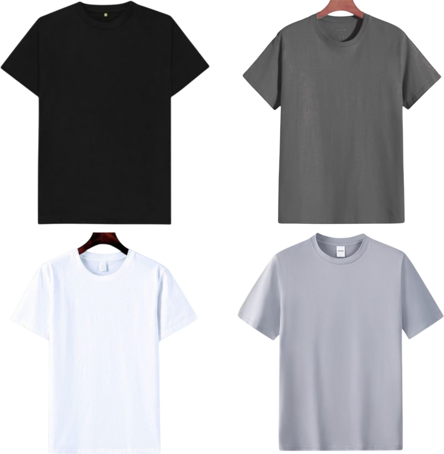 Image of lalita creation Solid Men Round Neck Silver, Grey, White, Black T-Shirt