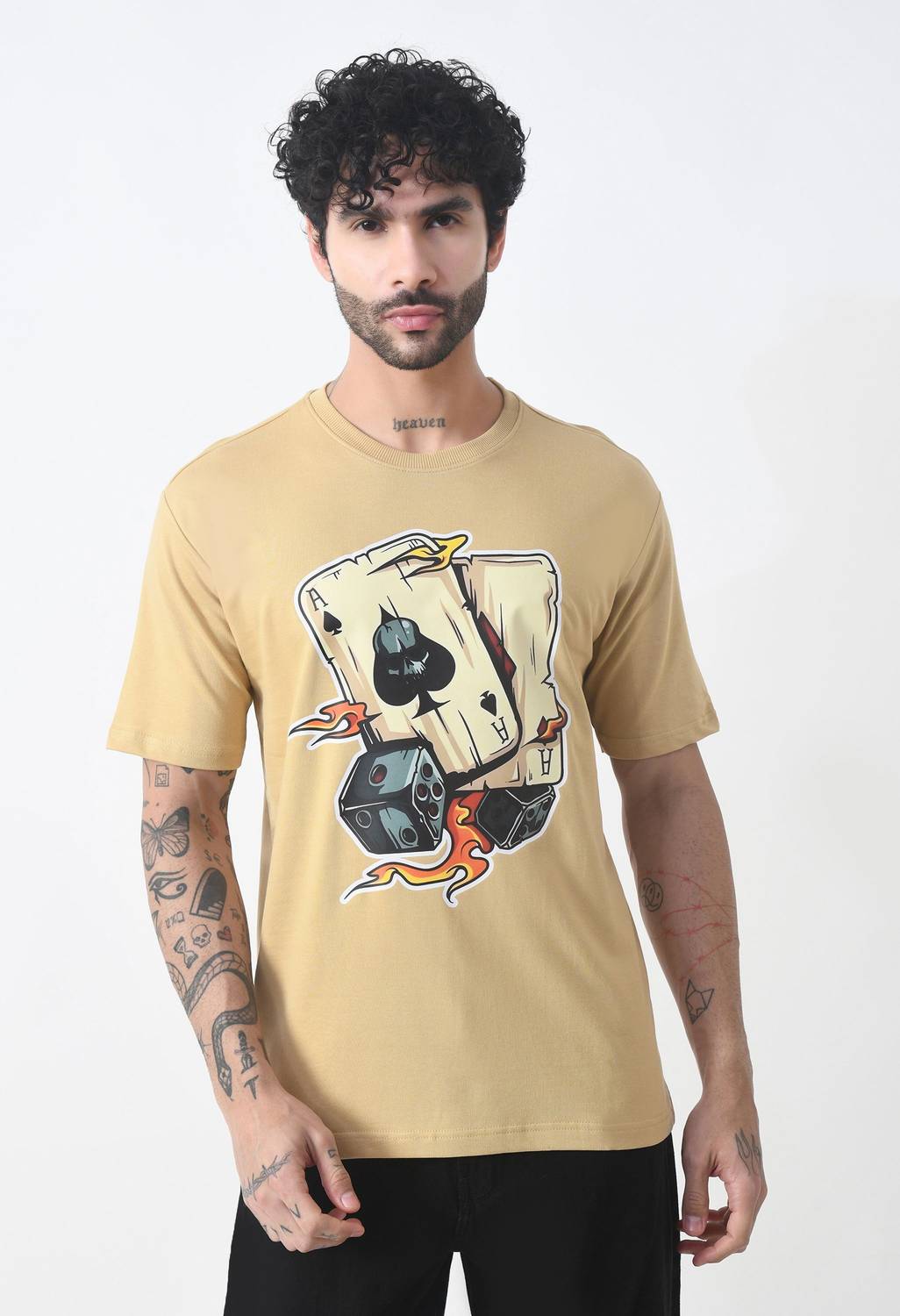 baniya collection Graphic Print Men Round Neck Beige T-Shirt