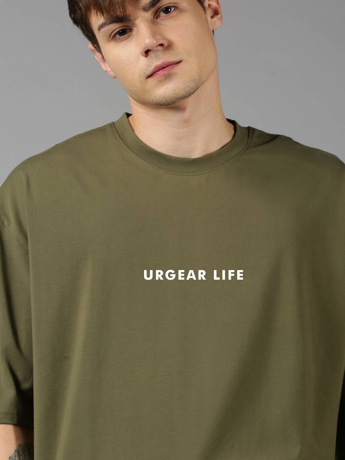 UrGear Men Printed Round Neck Cotton Blend Green T-Shirt
