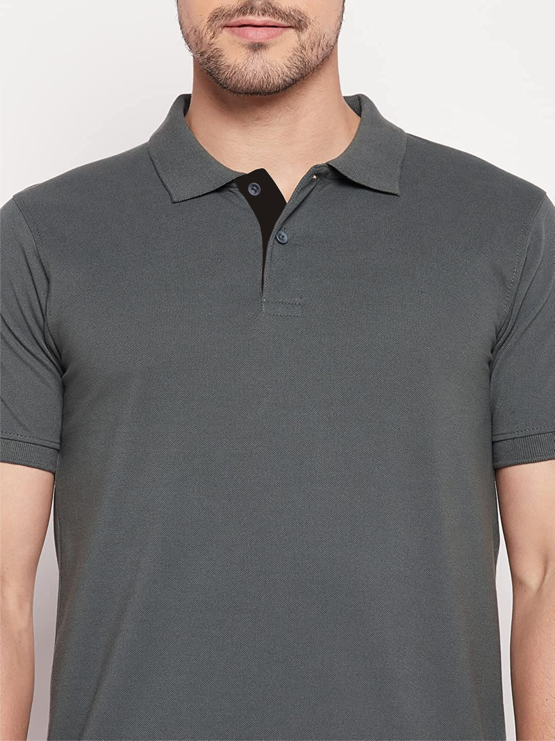 Image of Polo Plus Solid Men Polo Neck Grey T-Shirt