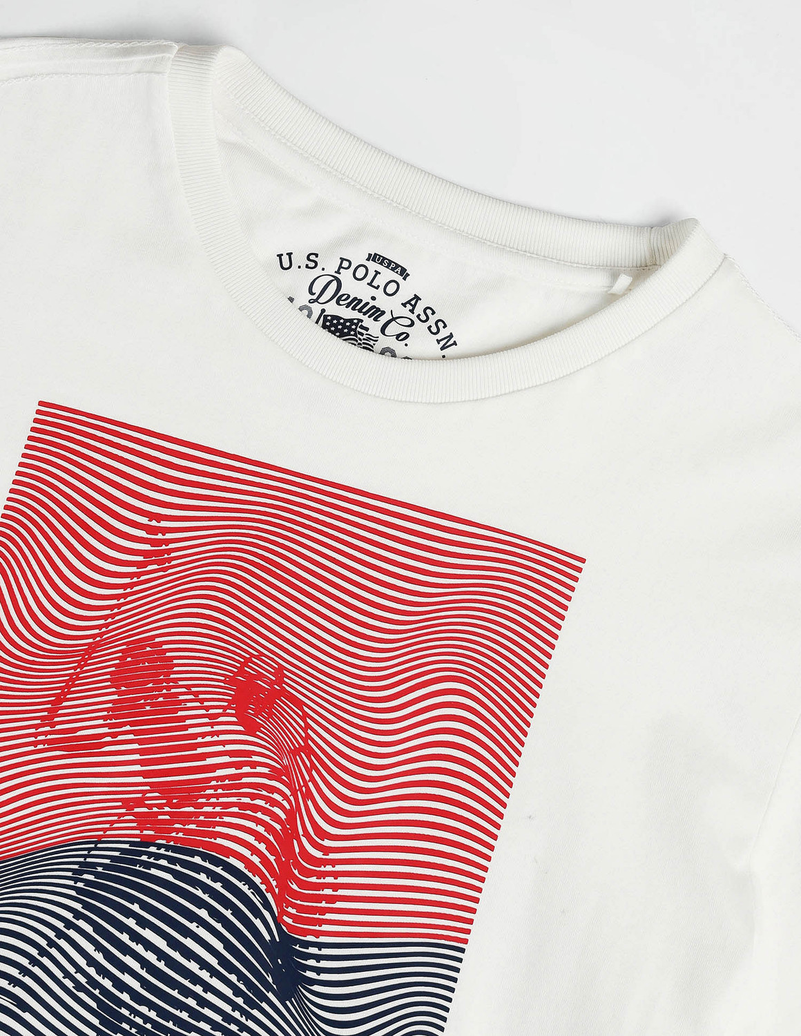 Image of U.S. POLO ASSN. Printed, Typography Men Round Neck White T-Shirt