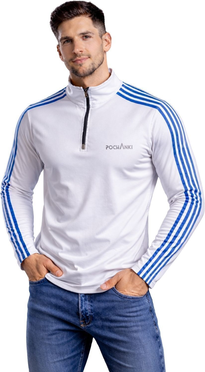 Image of Pochanki Striped Men Zip Neck Multicolor T-Shirt