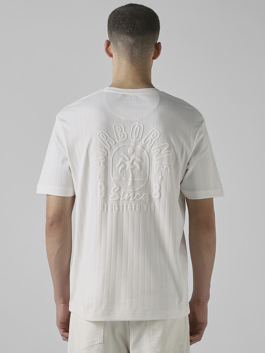 Image of MUFTI Solid Men Round Neck White T-Shirt