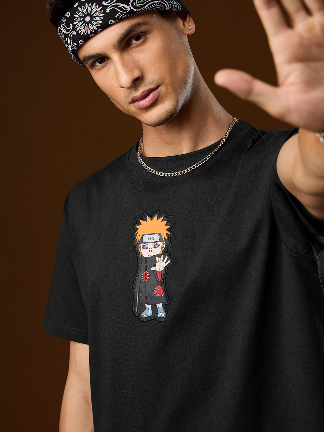 Image of The Souled Store Cartoon Men Round Neck Black T-Shirt