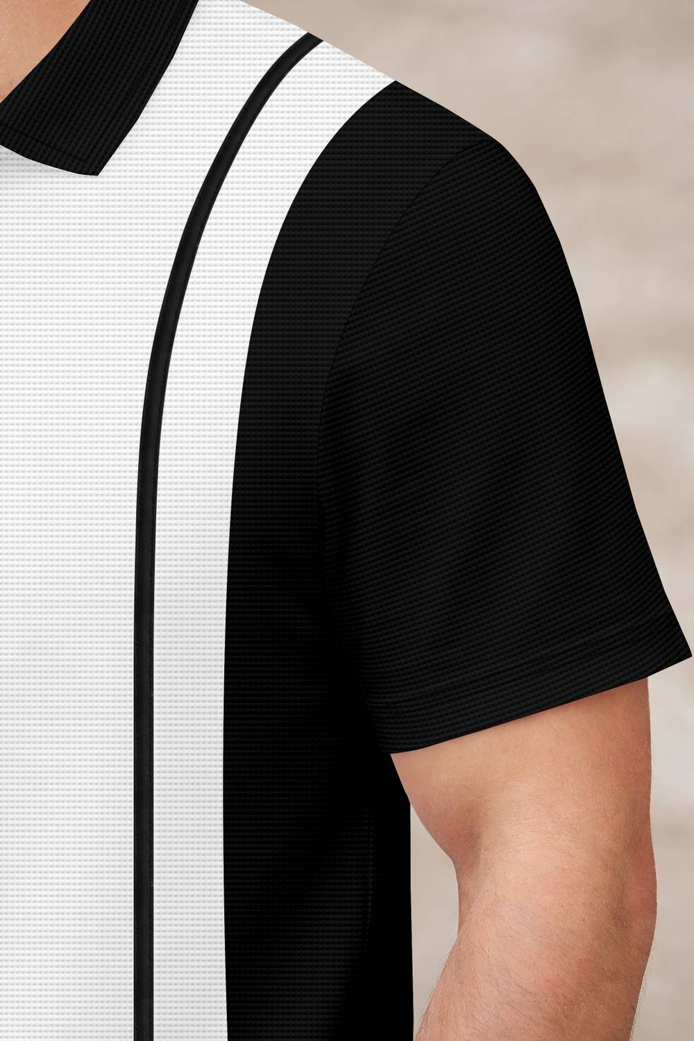 KAJARU Colorblock Men Polo Neck Black, White T-Shirt - Image 4