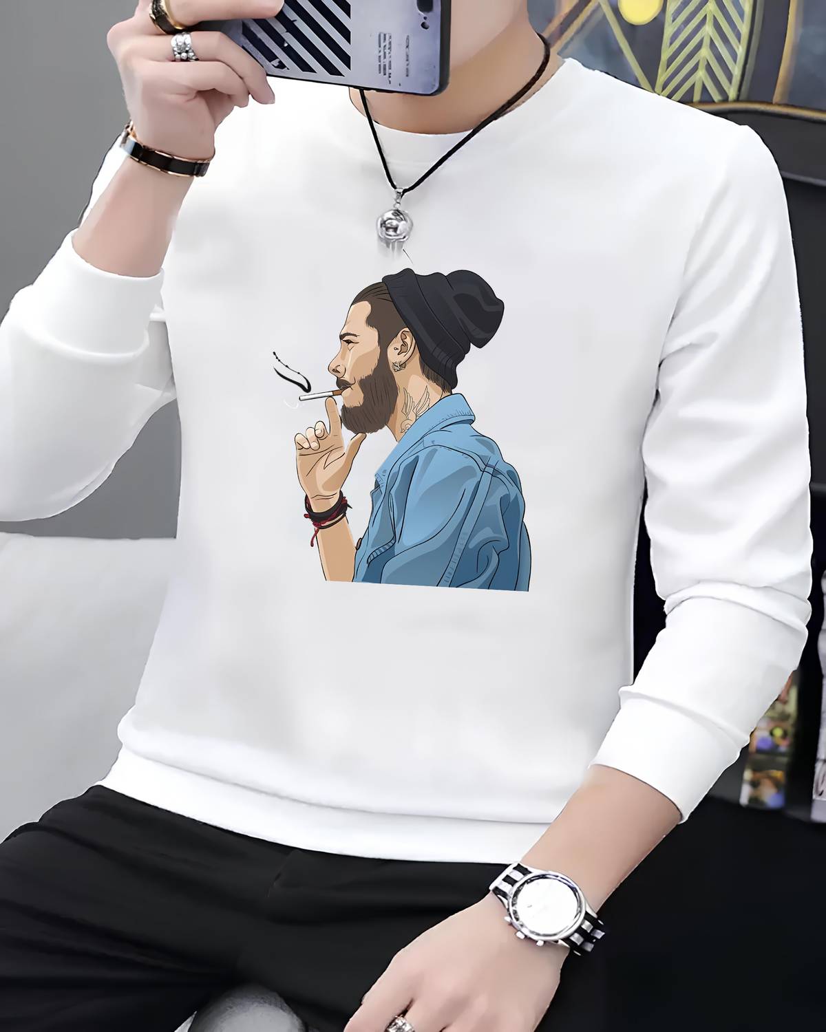 BalSo Printed Men Round Neck White T-Shirt