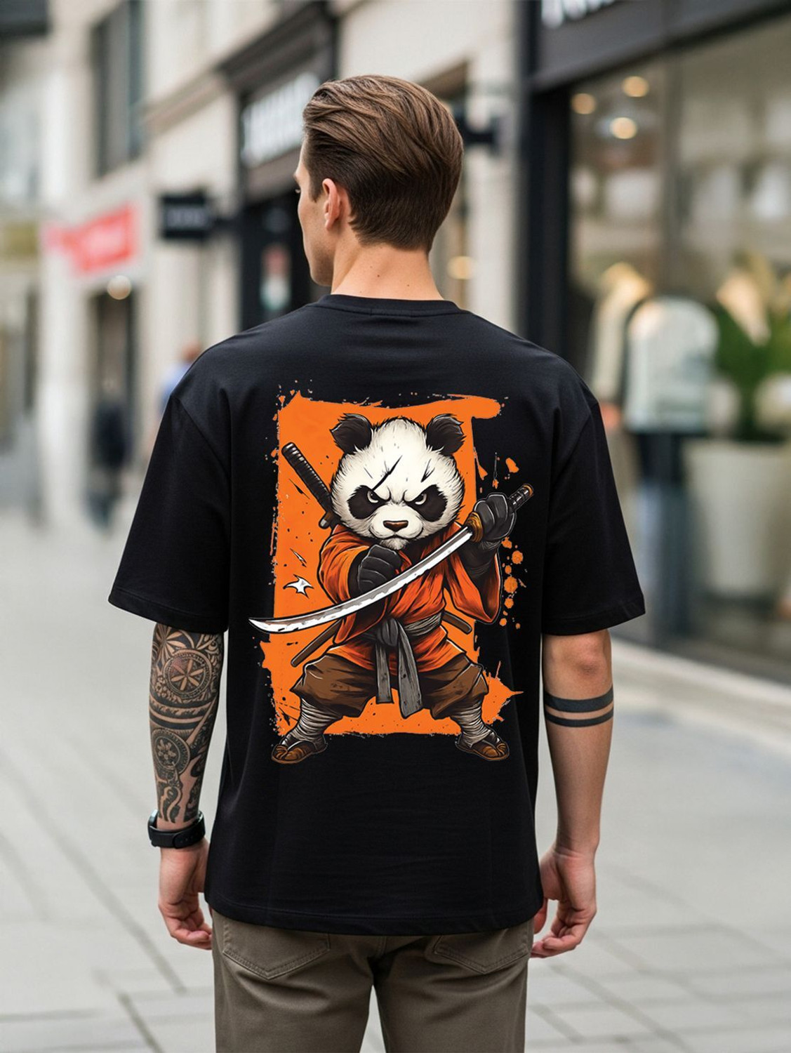 Image of PRETTY LIU Graphic Print Men Round Neck Black T-Shirt