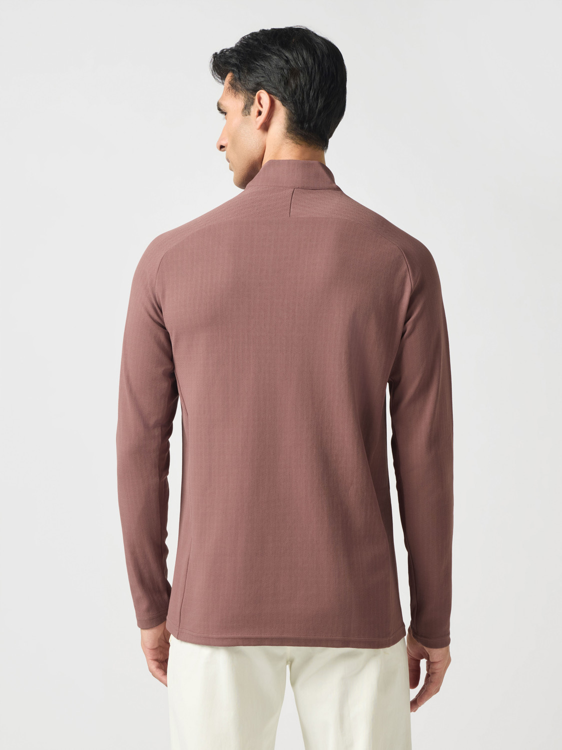 Image of TECHNOSPORT Solid Men Zip Neck Purple T-Shirt