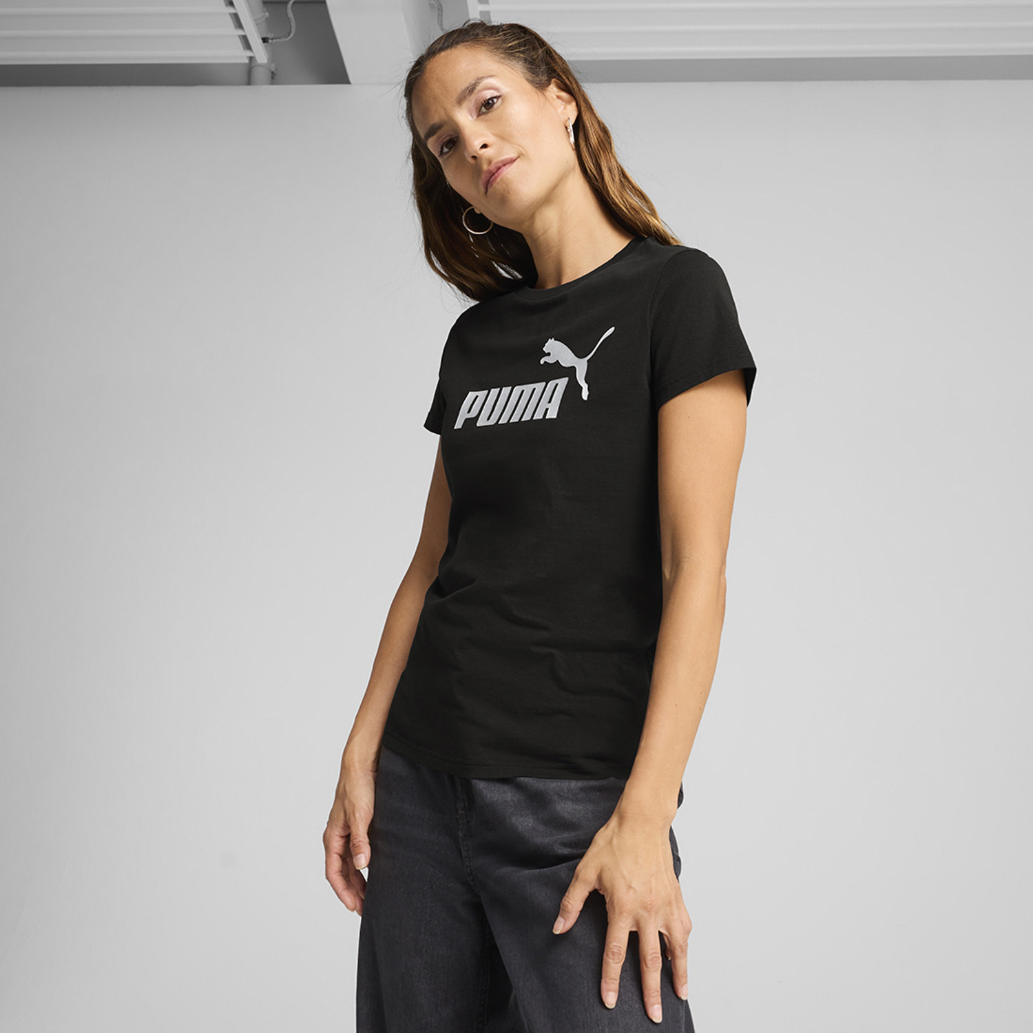 Image of PUMA Printed Women Crew Neck Black T-Shirt