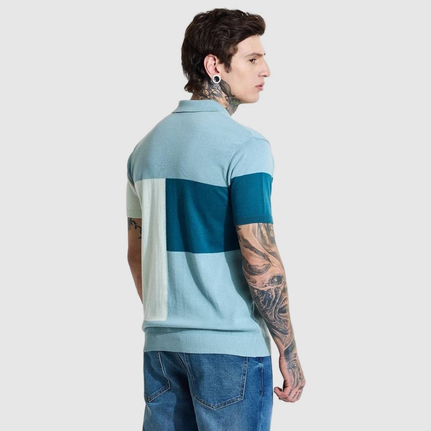 Snitch Men Polo Neck Light Blue T-Shirt - Image 3