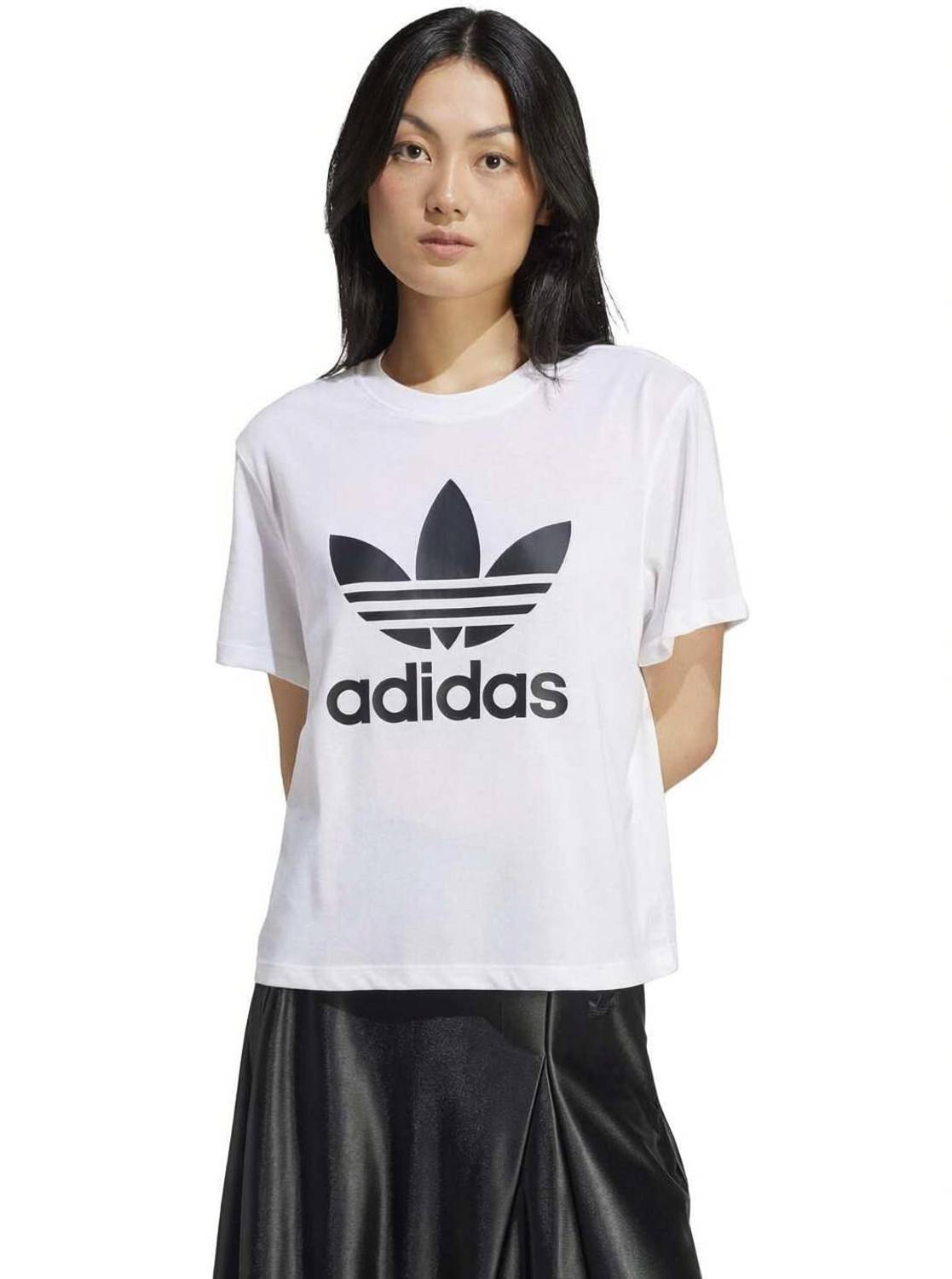 ADIDAS Typography Women Crew Neck White T-Shirt