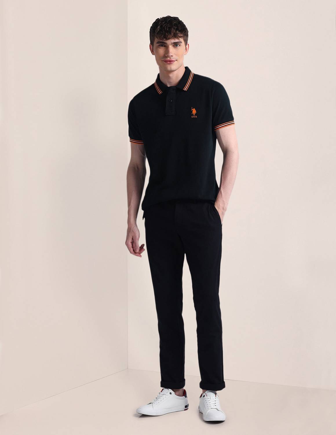 U.S. POLO ASSN. Men Black Polo Neck T-Shirt - Image 3