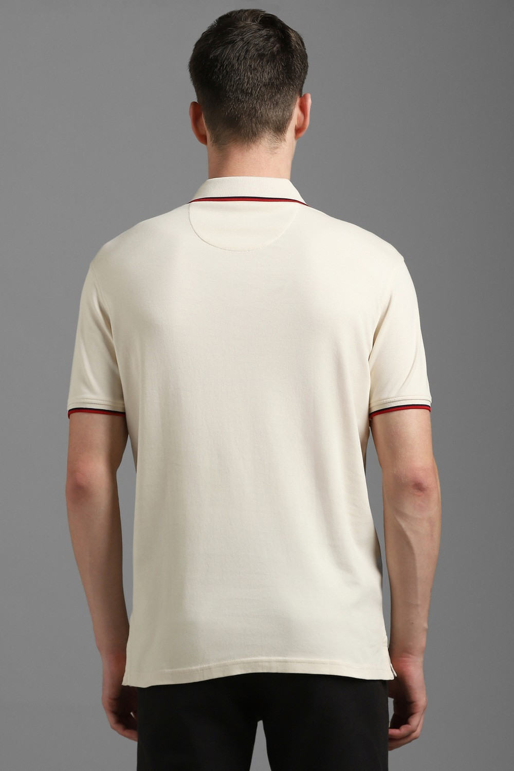 Image of LOUIS PHILIPPE Solid Men Polo Neck Beige T-Shirt