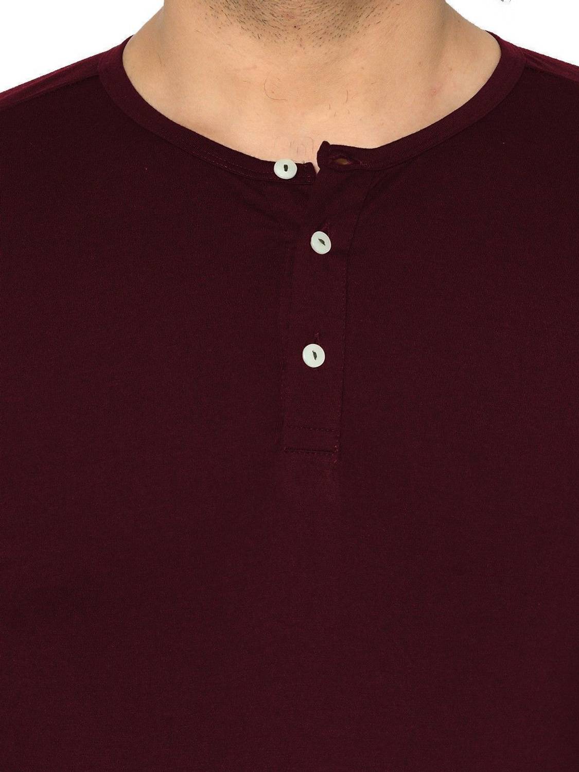 Grabin Sports Men Henley Neck Maroon T-Shirt - Image 5