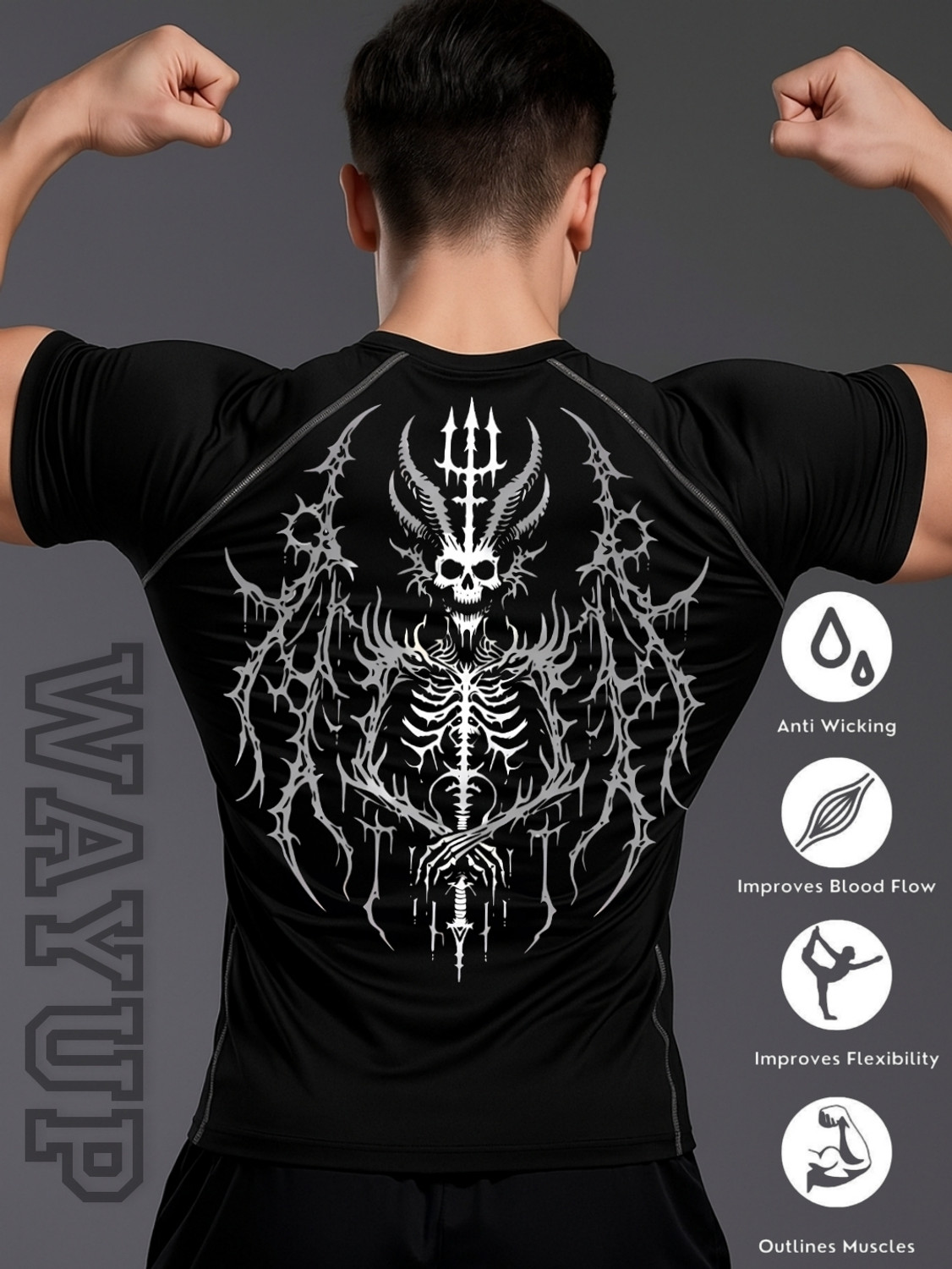 Image of Wayup Graphic Print Men Round Neck Black T-Shirt