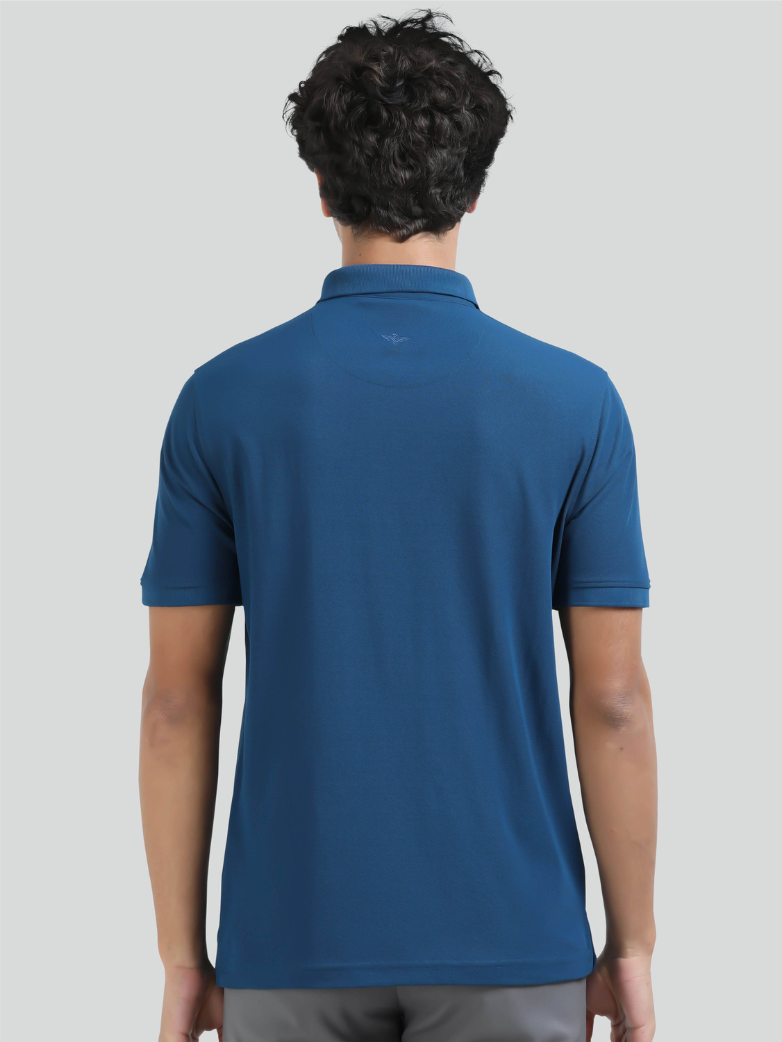 Image of Stellers Solid Men Polo Neck Blue T-Shirt